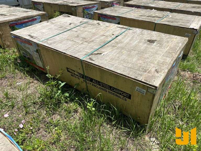 UNUSED HURRICANE MSC2030F 20 FT X 30 FT  STEEL CARPORT W/ ENCLOSED SIDEWALLS