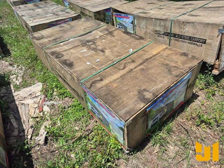 UNUSED HURRICANE MSC2030F 20 FT X 30 FT STEEL CARPORT W/ ENCLOSED SIDEWALLS