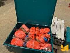 BOX OF UNUSED 1-1/2 IN. & 2 IN. STRAPS