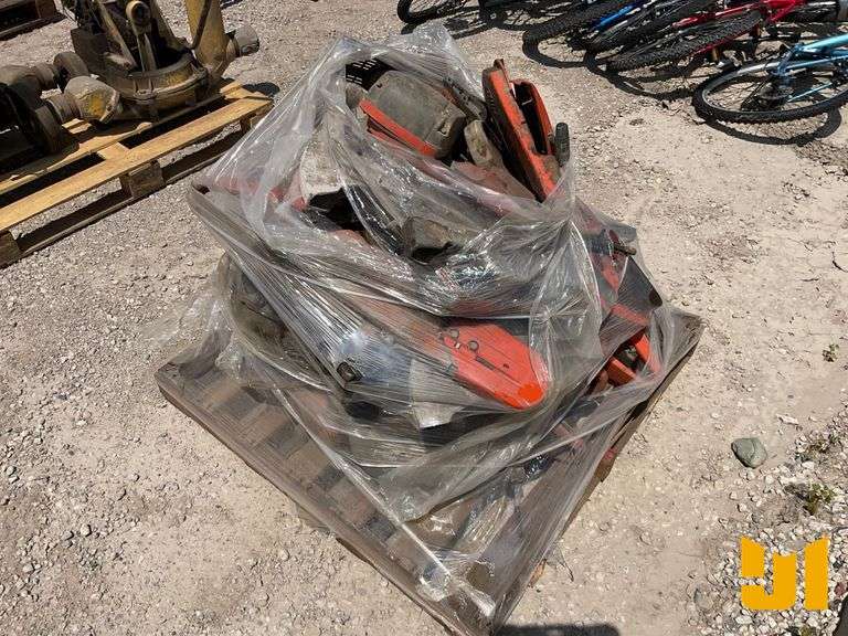 PALLET OF GAS POWERED CUT OFF SAWS, PARTS & PIECES,
