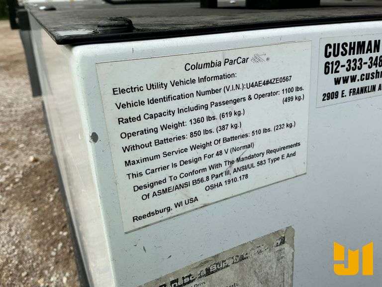 COLUMBIA PAR CAR PARAMEDIC GOLF CART SN: U4AE4#4ZE0567