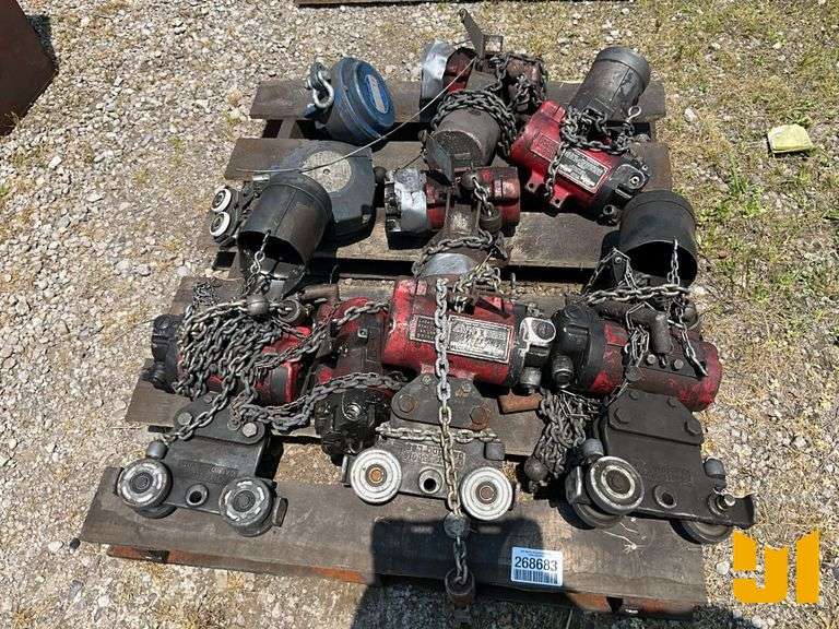 PALLET OF I BEAM CHAIN HOIST