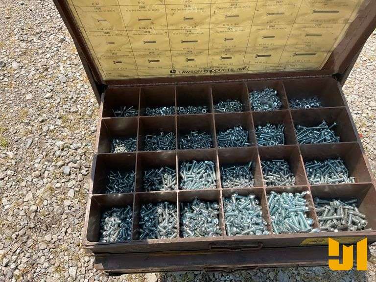 TOOL BOX FILLED WITH FITTINGS, TERMINALS, SCREWS, NUTS ETC.