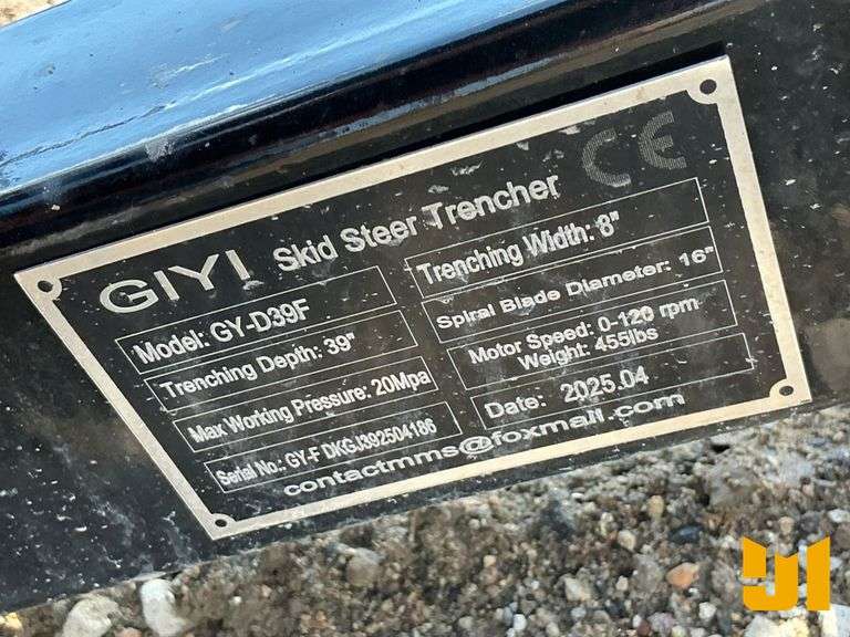 UNUSED 2025 GIYI GYD39F HYDRAULIC TRENCHER 39 INCH SN: DKGJ392504186