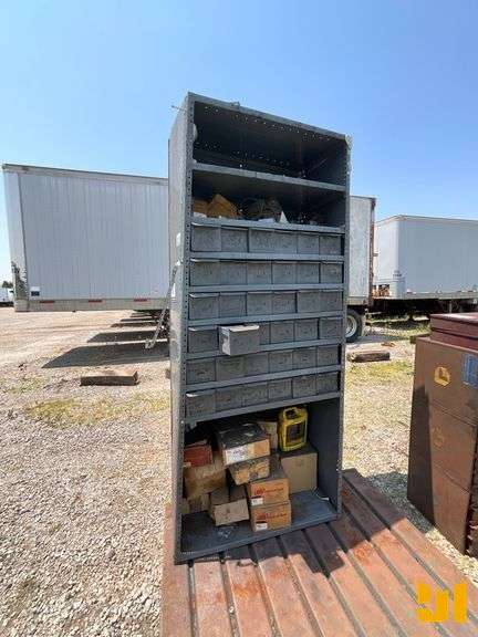 METAL SHELF WITH DRAWERS, VARIOUS FUSES & PARTS