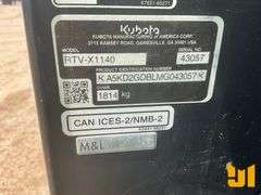 2020 KUBOTA RTV-X1140 4-SEATER UTV SN: A5KD2GDBLMG043057