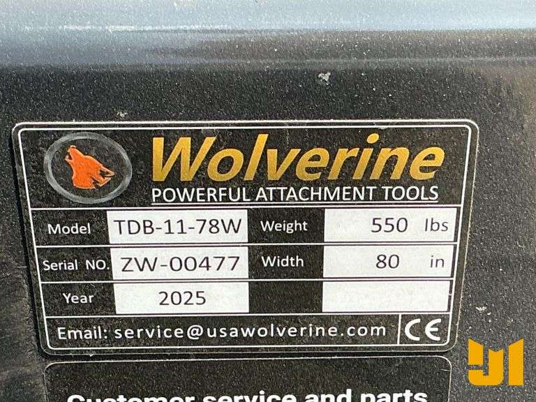 UNUSED 2025 WOLVERINE TDB-11-78W 80 INCH SMOOTH BUCKET SN: ZW-00477