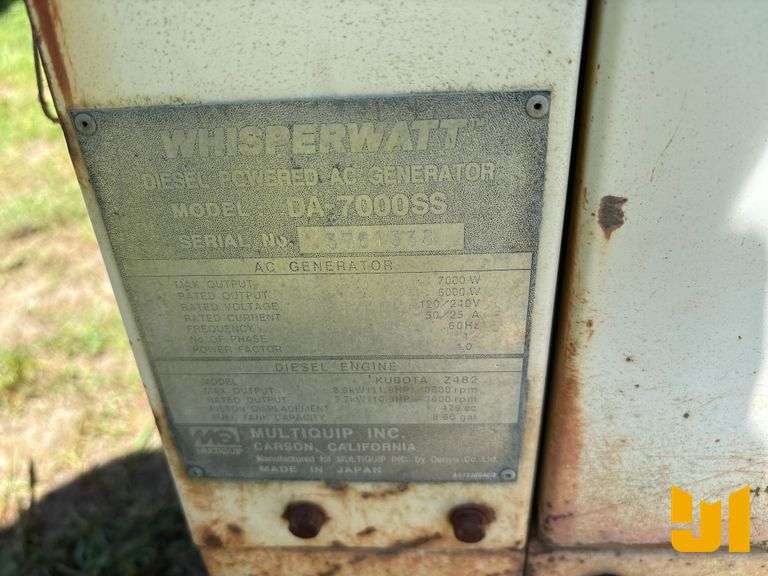 MULTIQUIP DA-7000SS GENERATOR SN: 3761338
