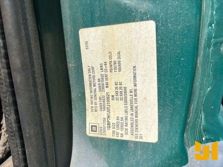 1996 CHEVROLET C7500 VIN: 1GBP7H1J0TJ100621