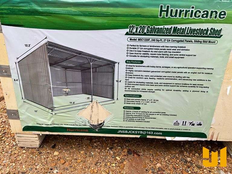 HURRICANE MSC1220F 12' X 20' GALVANIZED LIVESTOCK SHED