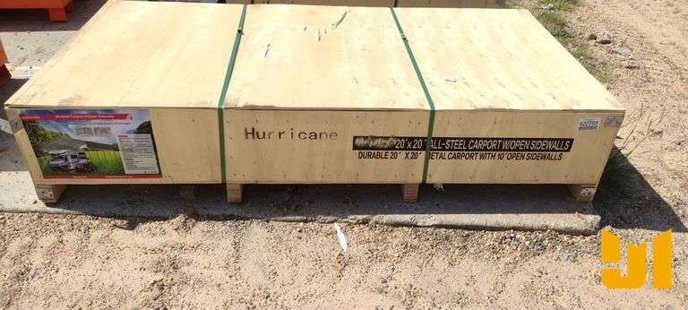UNUSED HURRICANE 20' X 20' STEEL CARPORT W/ OPEN SIDEWALLS