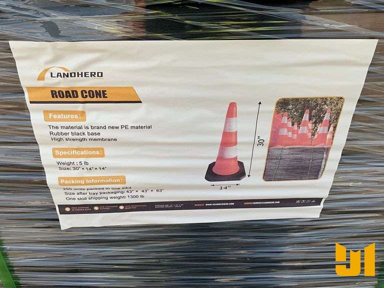 UNUSED LANDHERO ROAD CONES (250)