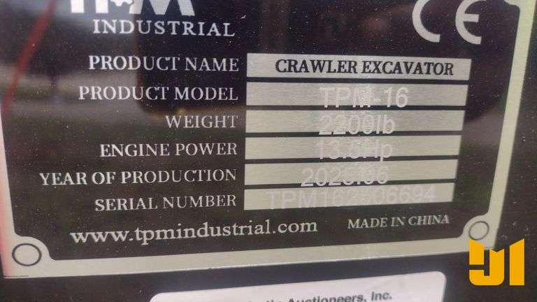 UNUSED 2025 TMP TPM-16 MINI EXCAVATOR SN: TPM162506694