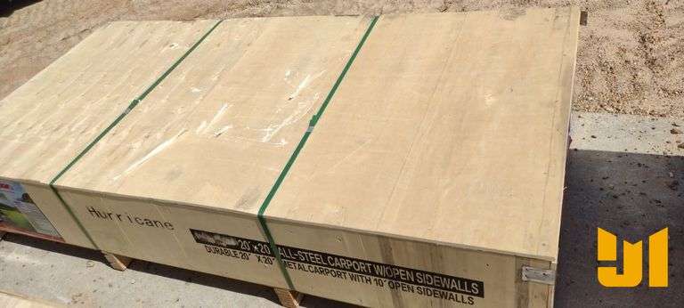 UNUSED HURRICANE 20' X 20' STEEL CARPORT W/ OPEN SIDEWALLS