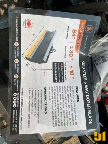 UNUSED 2025 WOLVERINE SWDB-11-84W 84 INCH HYDRAULIC BLADE SN: ZW-00549