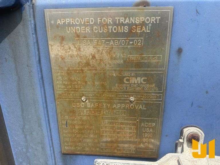 2007 CIMC 40' CONTAINER SN: APZU4396584