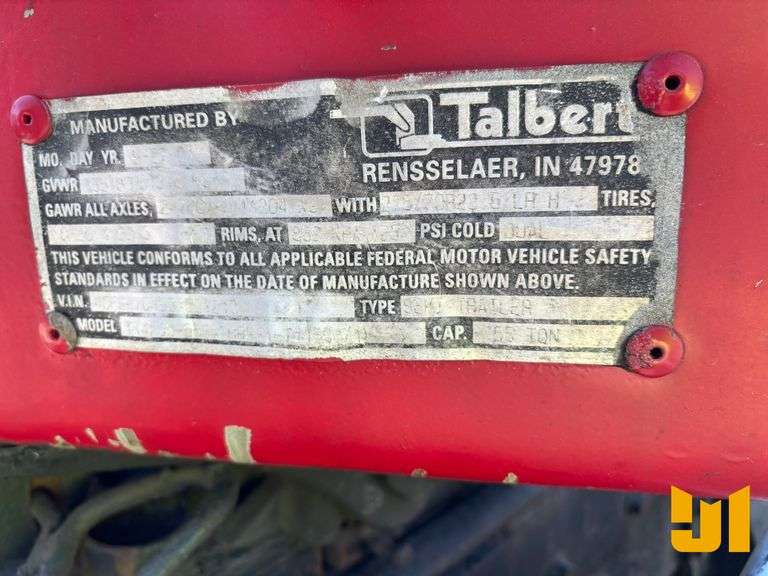 2002 TALBERT TALBERT HYDRAULIC FOLDING NECK FOLDING NECK LOWBOY TRAILER VIN: 40FSK704921021213