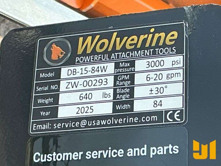 UNUSED 2025 WOLVERINE DB-15-84W HYDRAULIC TILT PLOW 84 INCH SN: ZW-00293