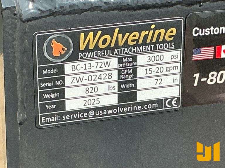 UNUSED 2025 WOLVERINE BC-13-72W 72 INCH BRUSH CUTTER SN: ZW-02428