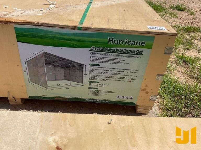 UNUSED HURRICANE MSC1220F 12' X 20' GALVANIZED LIVESTOCK SHED