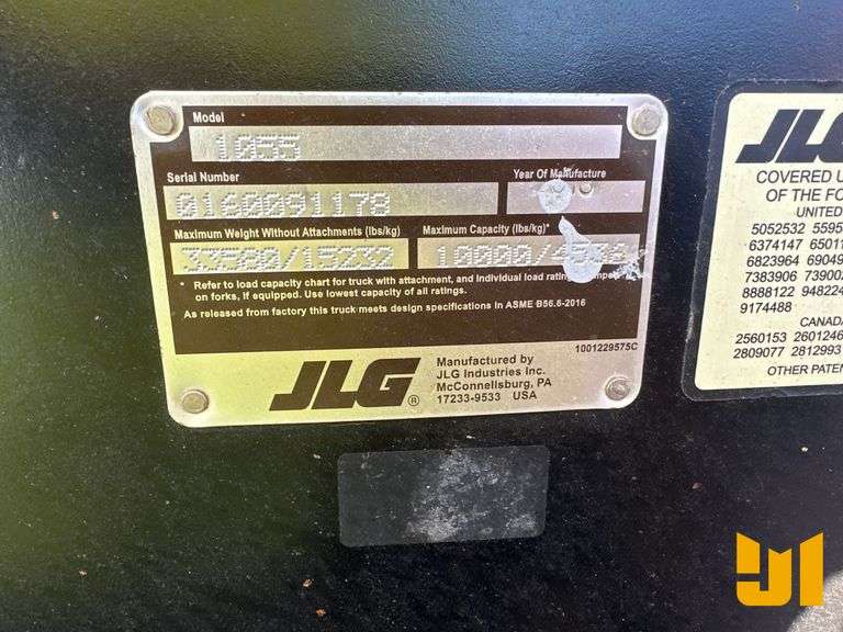 2018 JLG 1055 10000 LB TELESCOPIC FORKLIFT SN: 0160091178