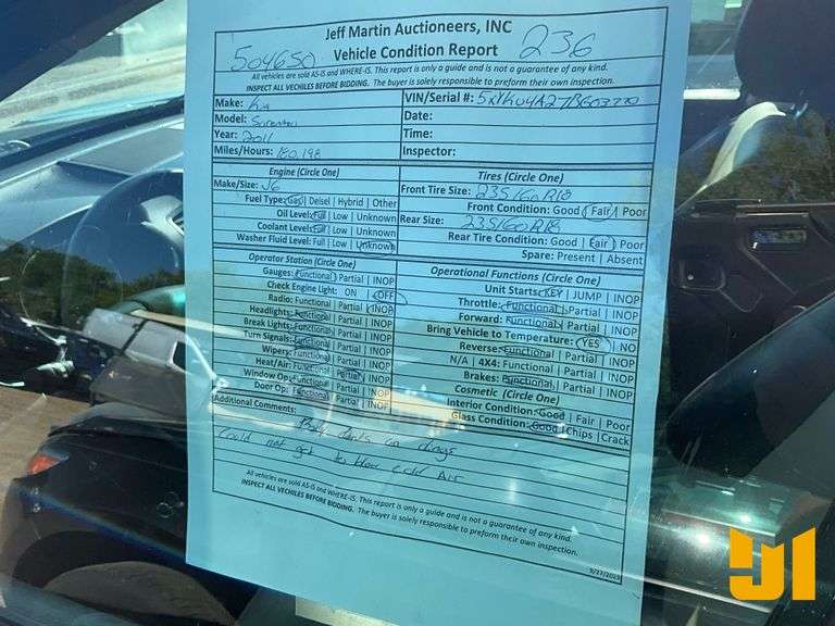 2011 KIA SORENTO EX VIN: 5XYKU4A27BG037709 FWD