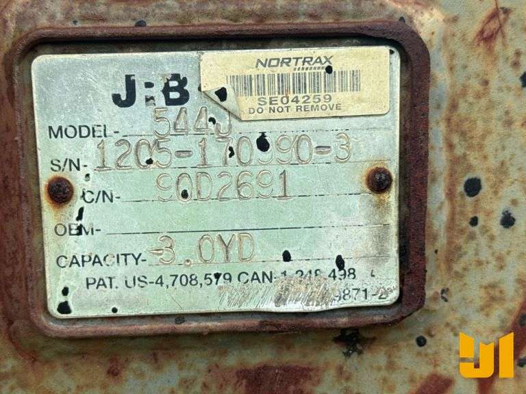 JRB 544J 100" SMOOTH BUCKET  SN: 12051709903 TO FIT DEERE 544J