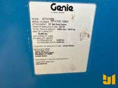 2018 GENIE GTH1056 10000 LB TELESCOPIC FORKLIFT SN: GTH10E12904