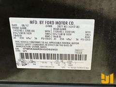 2017 FORD EXPLORER VIN: 1FM5K8AR5HGD92953 AWD
