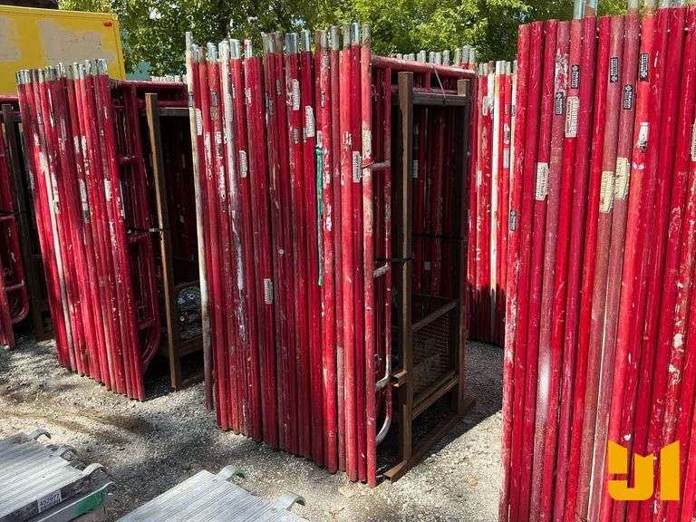 (26) 3’ 6” X 6’ 7” WALK THRU SCAFFOLD FRAMES W/ (26) 10’ CROSS BRACES, SCREW JACK BASEPLATES