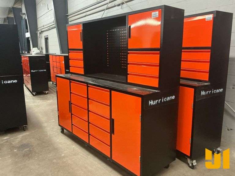 UNUSED HURRICANE ROLLING TOOL BOX, 16 DRAWER, 4 COMPARTMENTS, 77”W