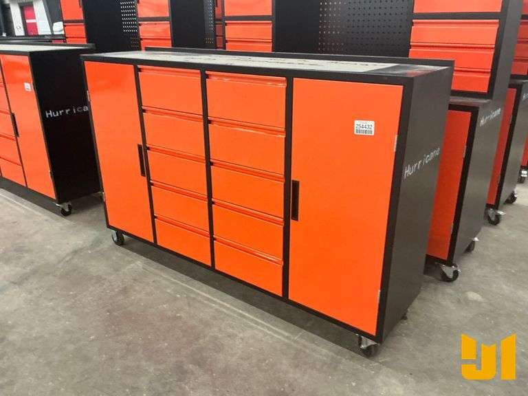 UNUSED HURRICANE ROLLING TOOL BOX, 10 DRAWER, 2 COMPARTMENT, 77”W X 49”H