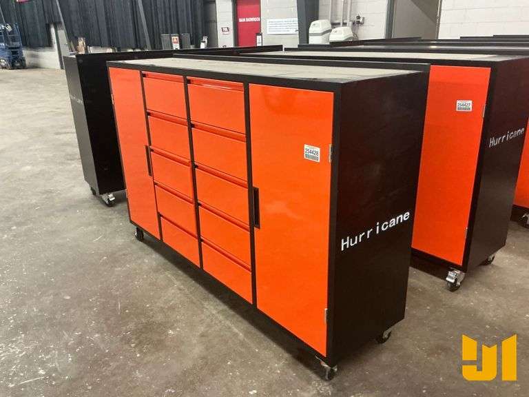 UNUSED HURRICANE ROLLING TOOL BOX, 10 DRAWER, 2 COMPARTMENT, 77”W X 49”H