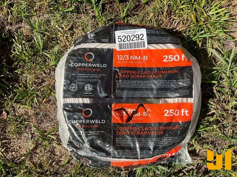 ROLL OF 250’ 12/3 NM-B COPPER-CLAD ALUMINUM WIRE