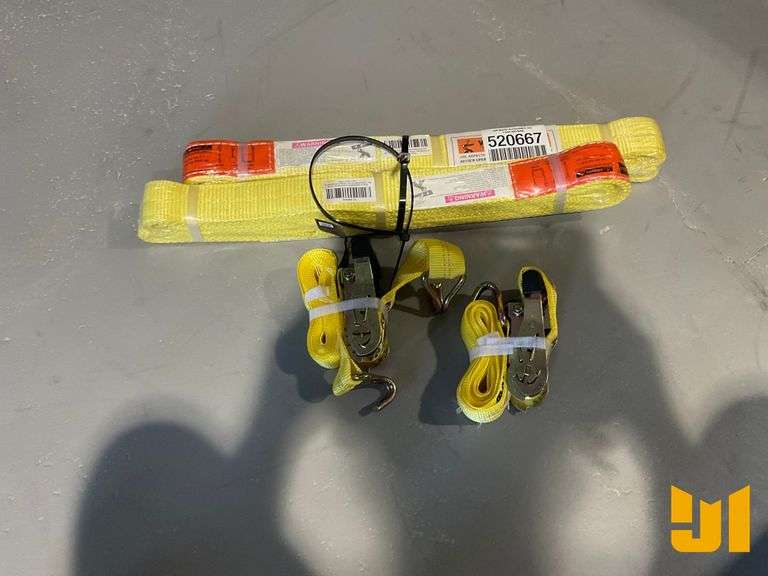 QTY (2) 15' RATCHET STRAPS, QTY (2) 8' TOW STRAPS
