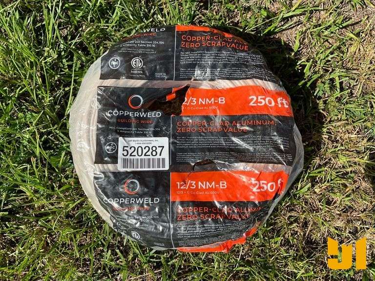 ROLL OF 250’ 12/3 NM-B COPPER-CLAD ALUMINUM WIRE