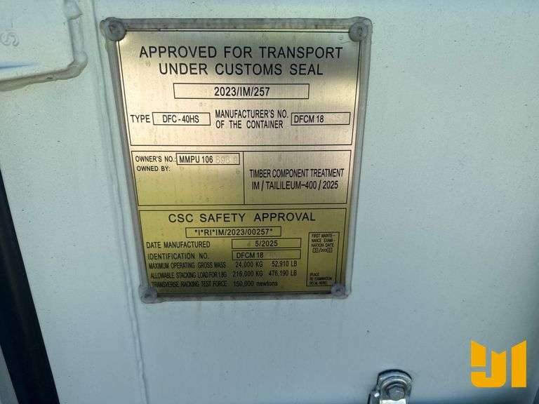 2025 40' CONTAINER SN: MMPU1068969