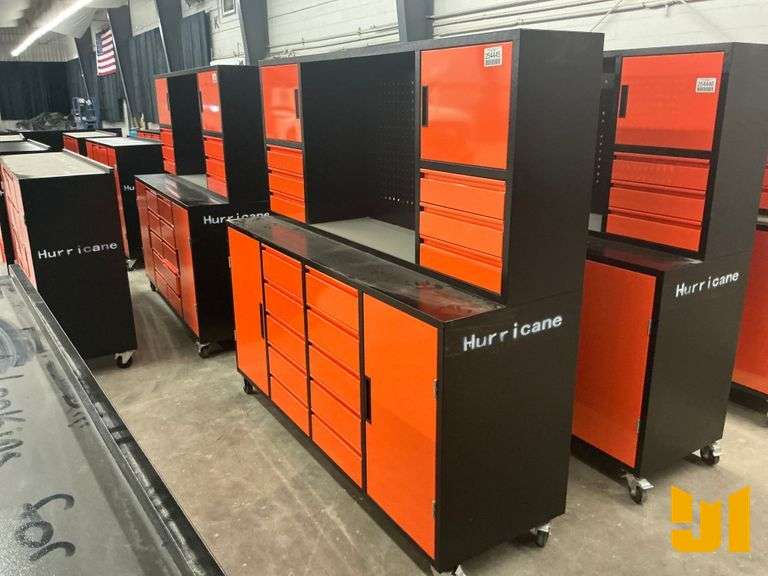 UNUSED HURRICANE ROLLING TOOL BOX, 16 DRAWER, 4 COMPARTMENTS, 77”W X 72”H