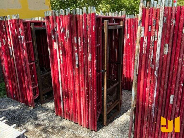 (26) 3’ 6” X 6’ 7” WALK THRU SCAFFOLD FRAMES W/ (26) 10’ CROSS BRACES, CASTERS