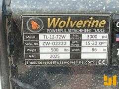 UNUSED 2025 WOLVERINE TL-12-72W 72 INCH ROTO TILLER SN: ZW-02222