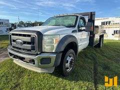 2012 FORD F-450 SINGLE AXLE REGULAR CAB FLATBED TRUCK VIN: 1FDUF4GY1CEB79462