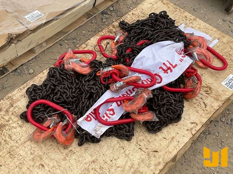 UNUSED (8) 5/16” - 7’ G80 DOUBLE CHAIN SLINGS