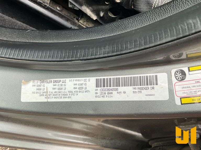 2013 DODGE AVENGER SEDAN VIN: 1C3CDZCB9DN625285