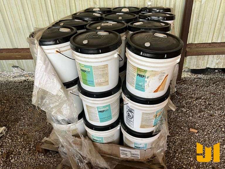 PALLET OF VARIOUS BUCKETS OF SHAW SURFACE PREP EXT CONCRETE