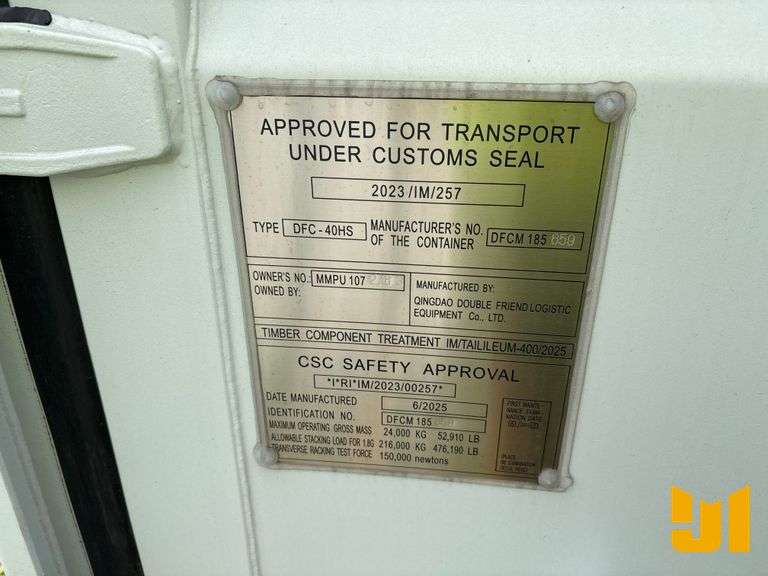 2025 QINGDAO DOUBLE FRIEND LOGISTIC 40' HIGH CUBE CONTAINER SN: MMPU1072763