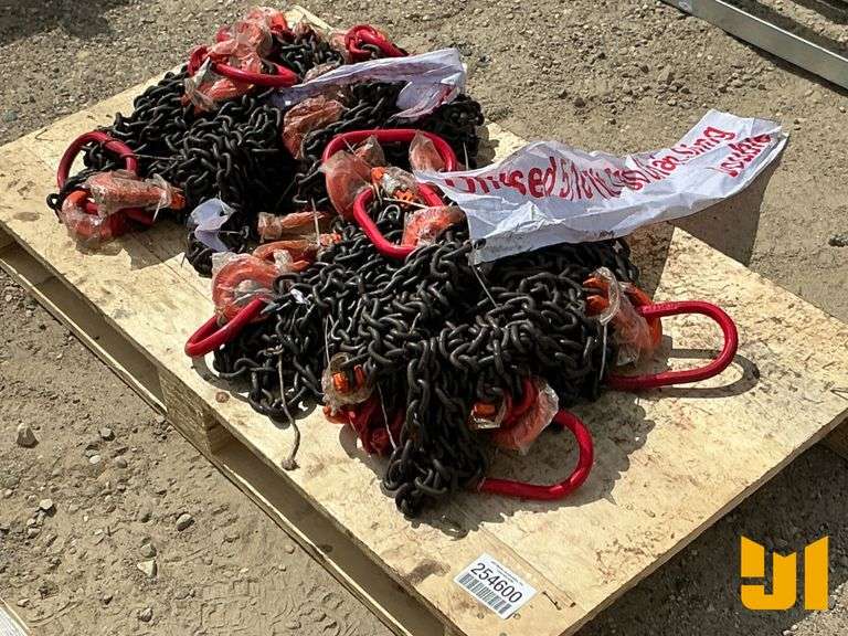 UNUSED (8) 5/16” - 7’ G80 DOUBLE CHAIN SLINGS
