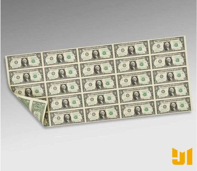 CHARITY LOT - $1 25-NOTE WASHINGTON DC UNCUT CURRENCY SHEET