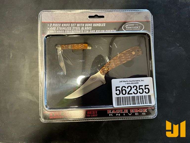 UNUSED EAGLE EDGE 2 PIECE KNIFE SET WITH BONE HANDLE