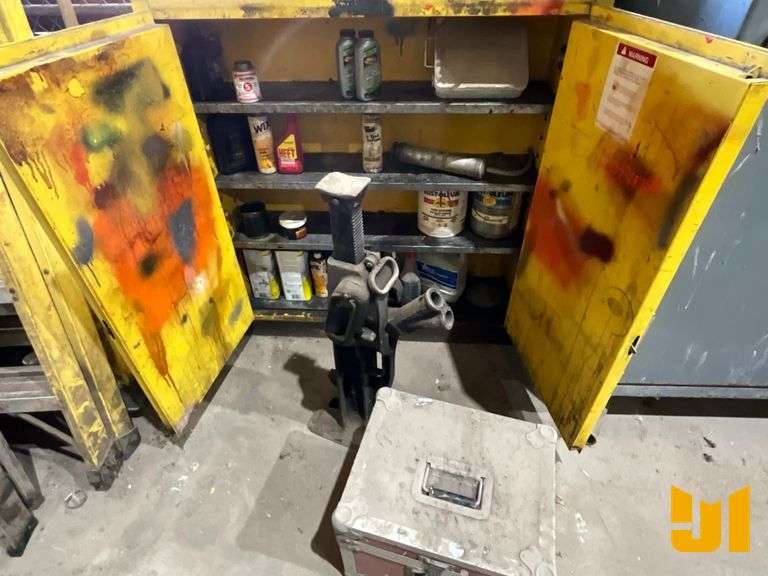 CAT SCAN TOOL, FIRE CABINET WITH CHEMICALS, JACK