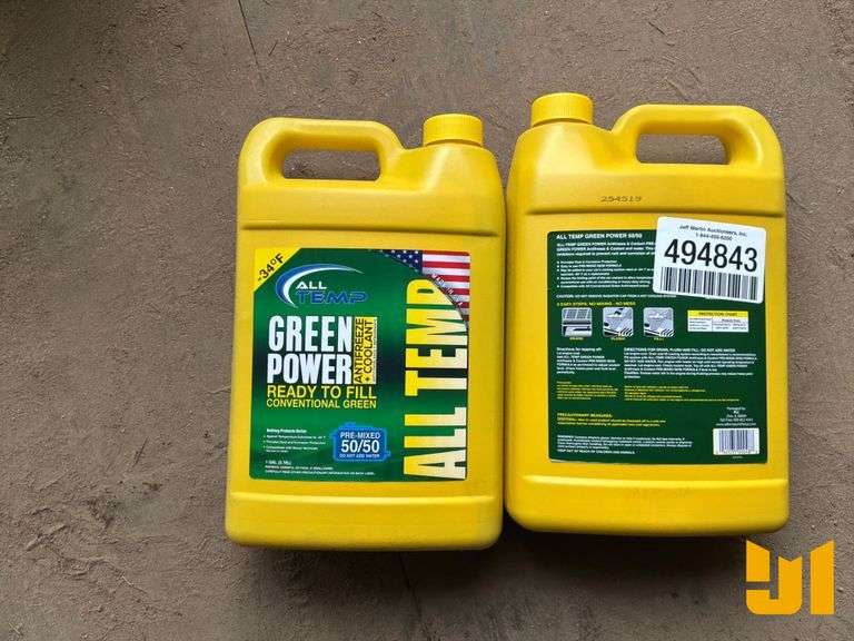 QTY OF (2) 1GAL GREEN POWER ANTIFREEZE/COOLANT 50/50 MIX